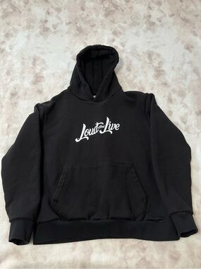 Black "Loud and Live" Graphic Hoodie Sweatshirt - Men's XL